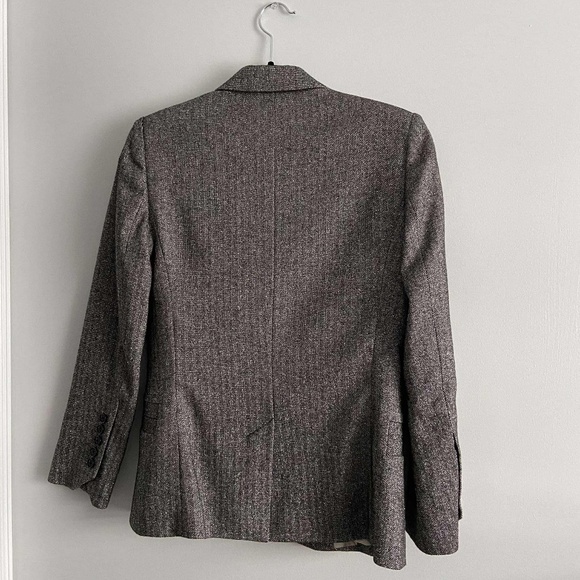 ZADIG & VOLTAIRE Herringbone metallic grey silver wool blazer removal skull pin - Picture 11 of 14